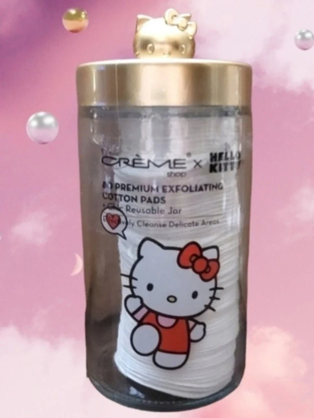 Hello Kitty Reusable Cotton Pads & Swabs Jar Set
